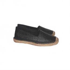 Fabiolas Black Pebbled Espadrille Slip-Ons Women's‎ Size 41 Made in Spain